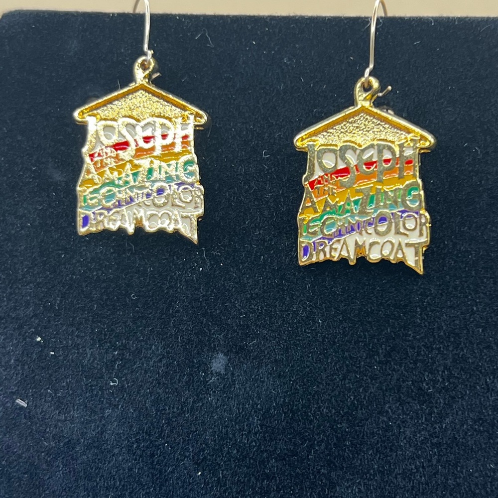 Joseph amazing Technicolor Dreamcoat dangle earrings Donny Osmond 1990s Vintage